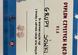 Zdjęcie dyplomu dla grupy "Sówek".